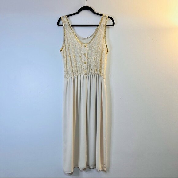 Missy First Vintage Cream Dress with Gold Accents and Cape Jacket - Picture 6 of 10